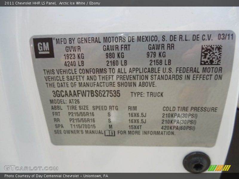 Arctic Ice White / Ebony 2011 Chevrolet HHR LS Panel