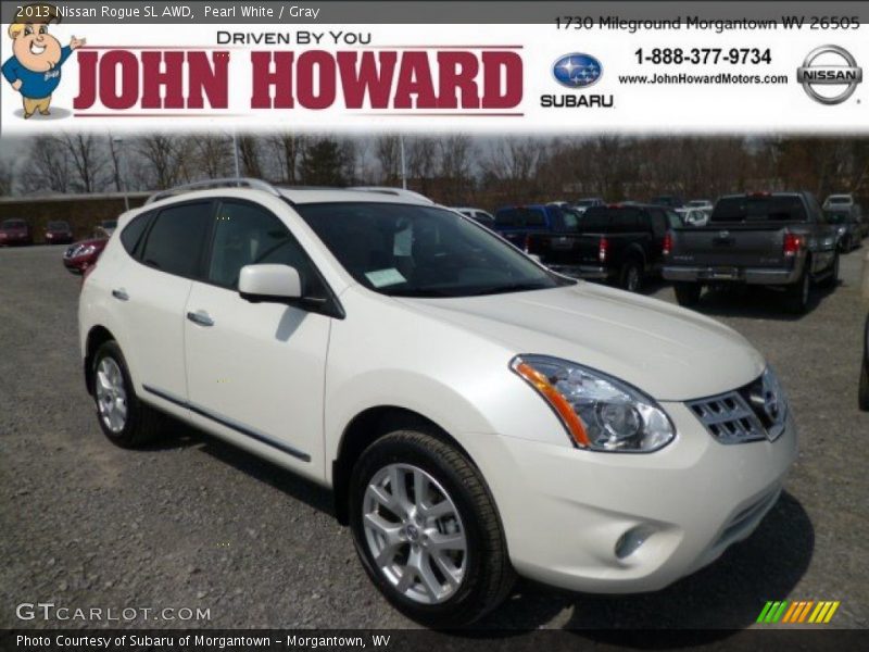 Pearl White / Gray 2013 Nissan Rogue SL AWD