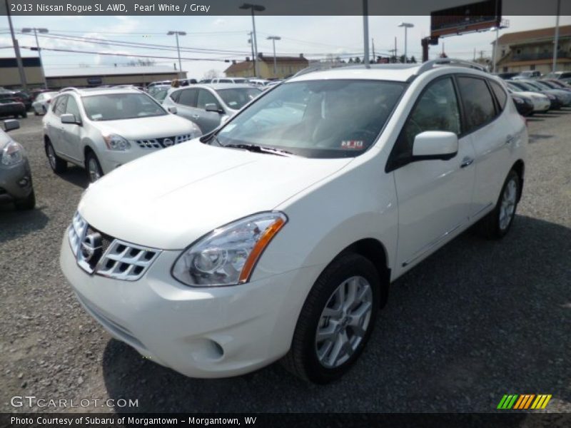 Pearl White / Gray 2013 Nissan Rogue SL AWD