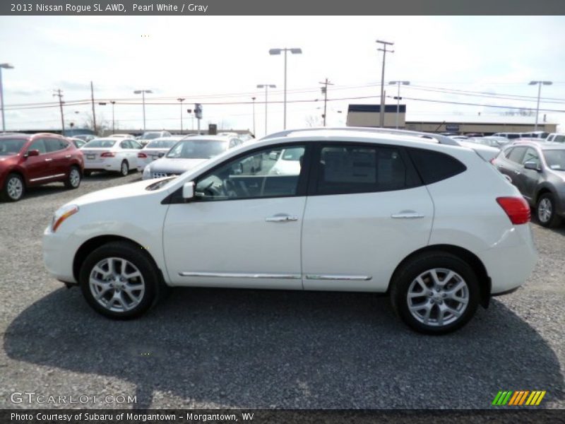Pearl White / Gray 2013 Nissan Rogue SL AWD