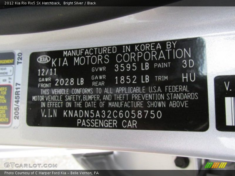 Bright Silver / Black 2012 Kia Rio Rio5 SX Hatchback