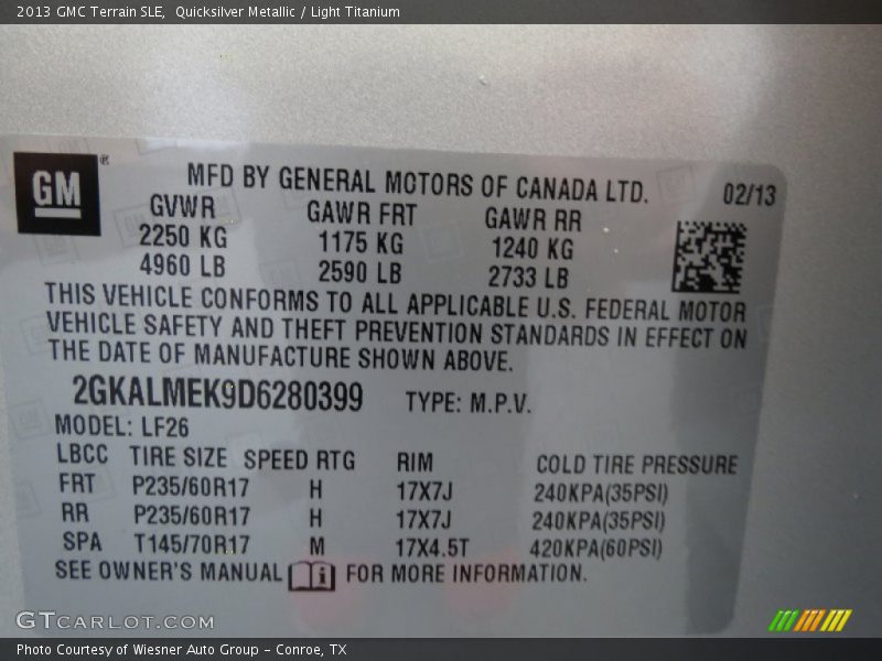 Quicksilver Metallic / Light Titanium 2013 GMC Terrain SLE