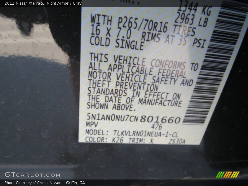Night Armor / Gray 2012 Nissan Xterra S