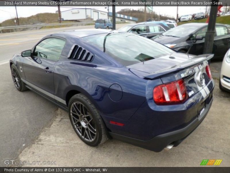 Kona Blue Metallic / Charcoal Black/Black Recaro Sport Seats 2012 Ford Mustang Shelby GT500 SVT Performance Package Coupe