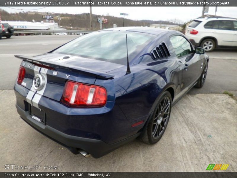 Kona Blue Metallic / Charcoal Black/Black Recaro Sport Seats 2012 Ford Mustang Shelby GT500 SVT Performance Package Coupe