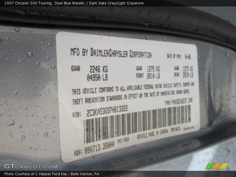 Steel Blue Metallic / Dark Slate Gray/Light Graystone 2007 Chrysler 300 Touring