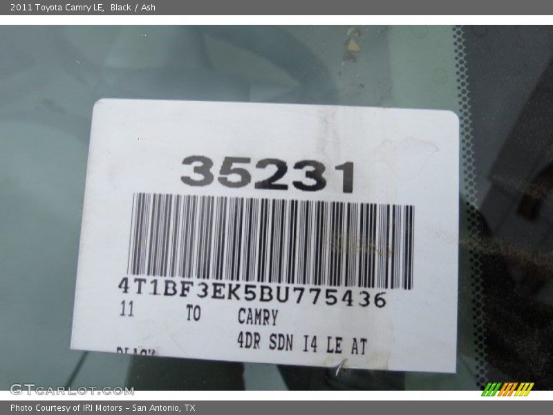 Black / Ash 2011 Toyota Camry LE