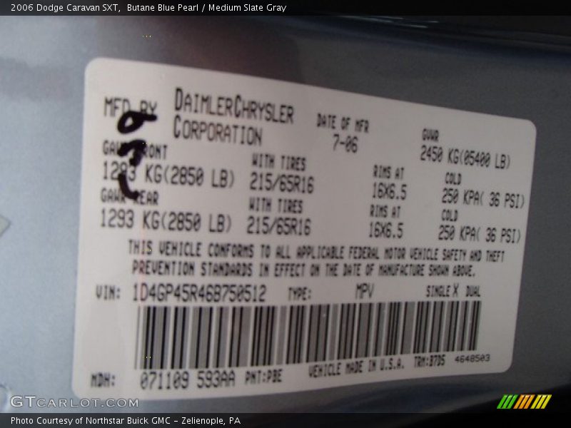 Butane Blue Pearl / Medium Slate Gray 2006 Dodge Caravan SXT