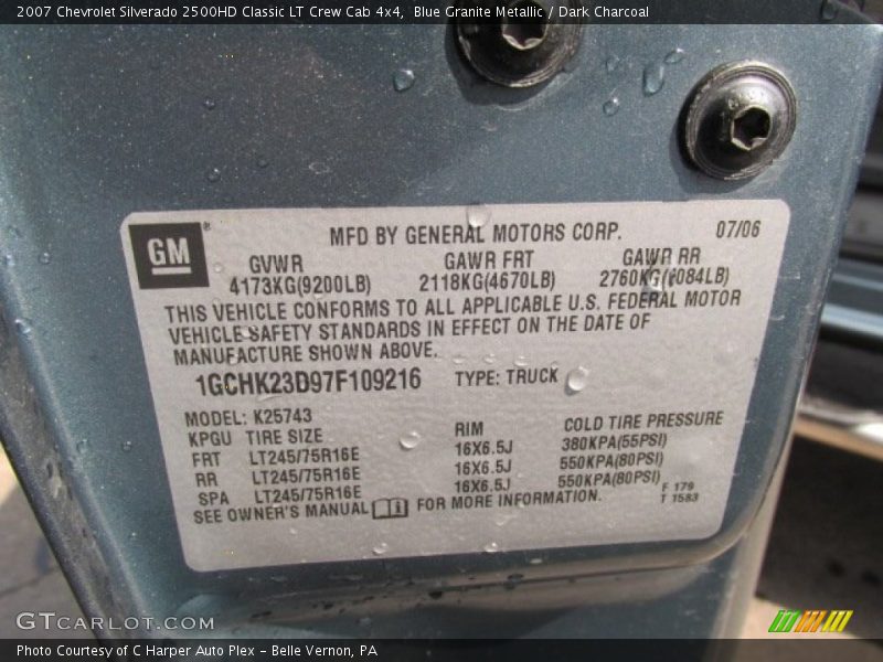 Blue Granite Metallic / Dark Charcoal 2007 Chevrolet Silverado 2500HD Classic LT Crew Cab 4x4