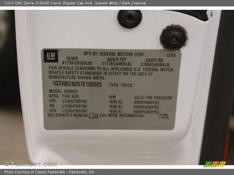 Summit White / Dark Charcoal 2007 GMC Sierra 2500HD Classic Regular Cab 4x4