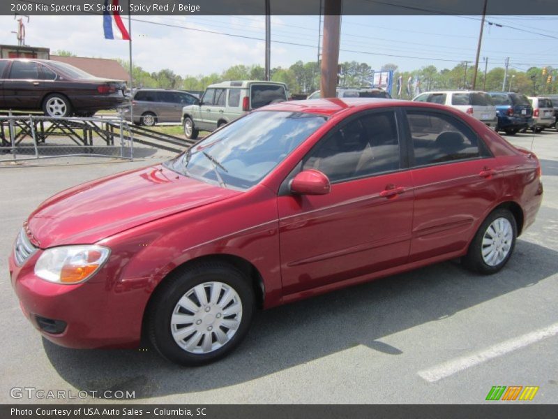 Spicy Red / Beige 2008 Kia Spectra EX Sedan