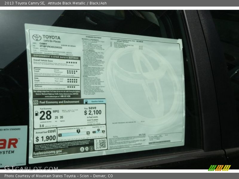 Attitude Black Metallic / Black/Ash 2013 Toyota Camry SE