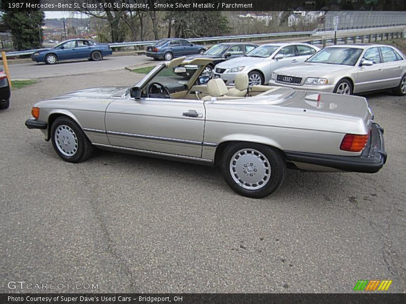 Smoke Silver Metallic / Parchment 1987 Mercedes-Benz SL Class 560 SL Roadster