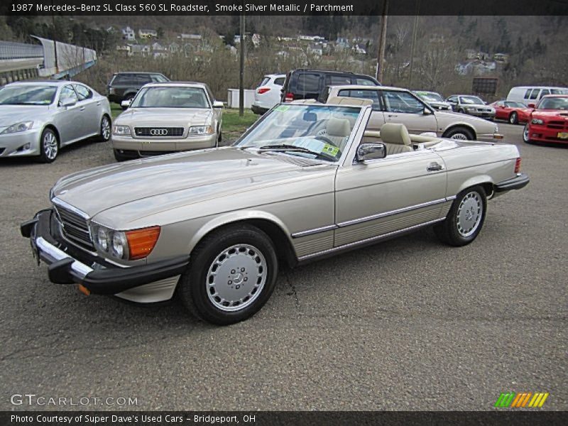 Smoke Silver Metallic / Parchment 1987 Mercedes-Benz SL Class 560 SL Roadster