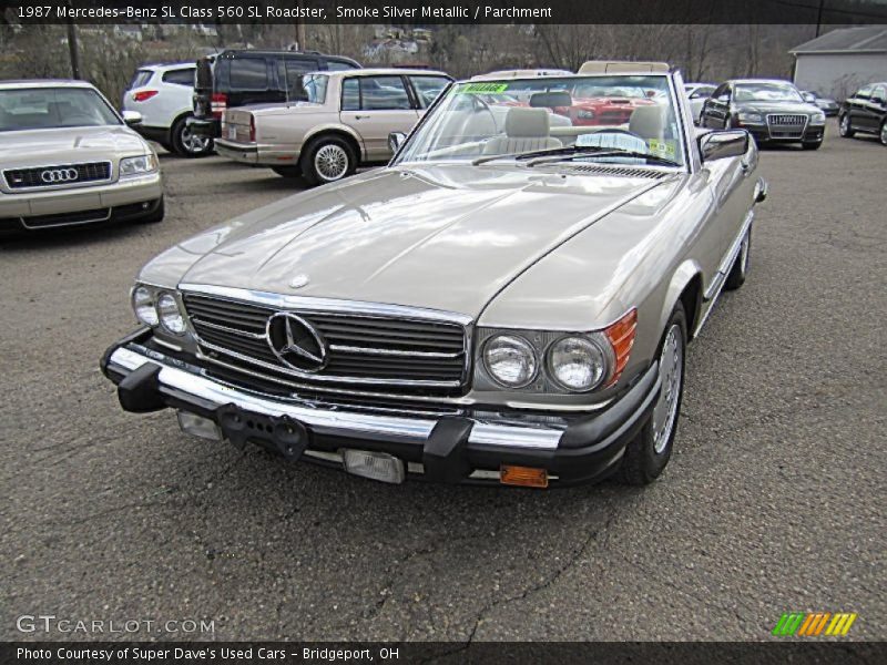 Smoke Silver Metallic / Parchment 1987 Mercedes-Benz SL Class 560 SL Roadster