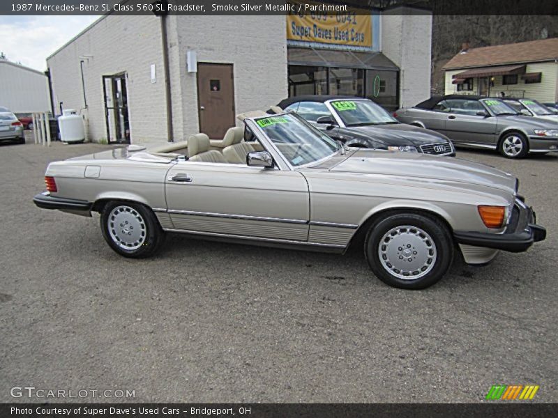 Smoke Silver Metallic / Parchment 1987 Mercedes-Benz SL Class 560 SL Roadster