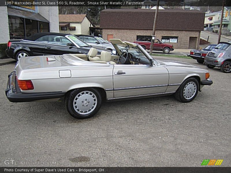 Smoke Silver Metallic / Parchment 1987 Mercedes-Benz SL Class 560 SL Roadster