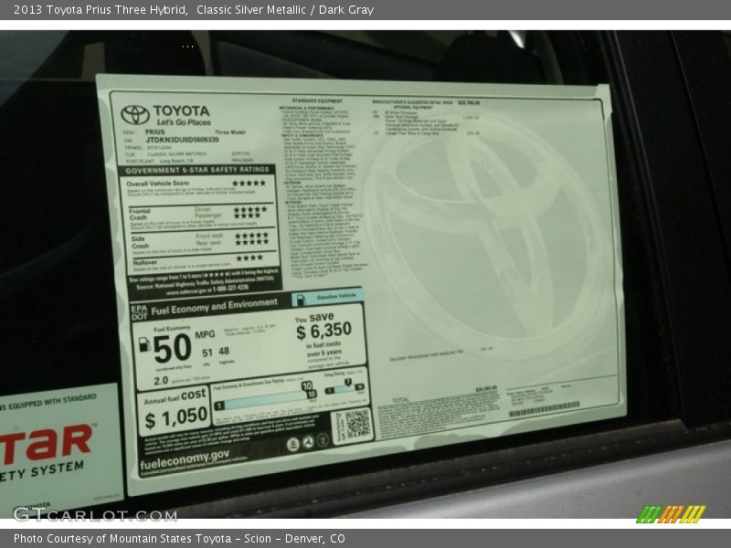 Classic Silver Metallic / Dark Gray 2013 Toyota Prius Three Hybrid