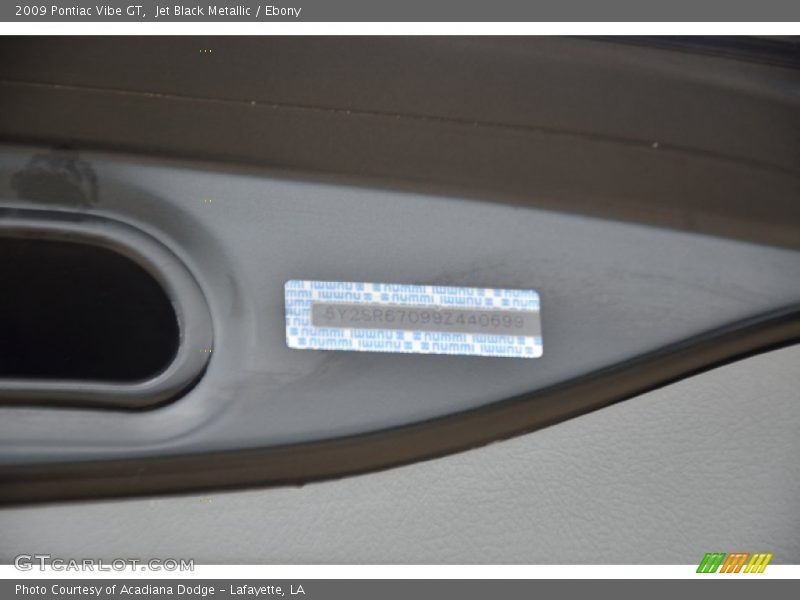 Jet Black Metallic / Ebony 2009 Pontiac Vibe GT