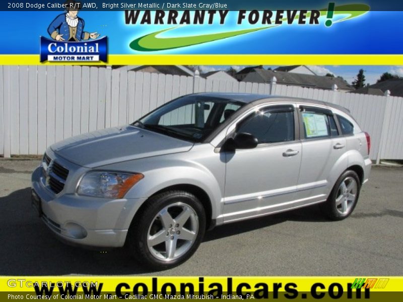 Bright Silver Metallic / Dark Slate Gray/Blue 2008 Dodge Caliber R/T AWD