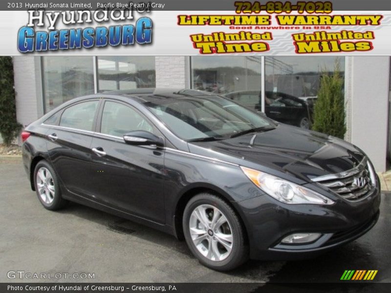 Pacific Blue Pearl / Gray 2013 Hyundai Sonata Limited