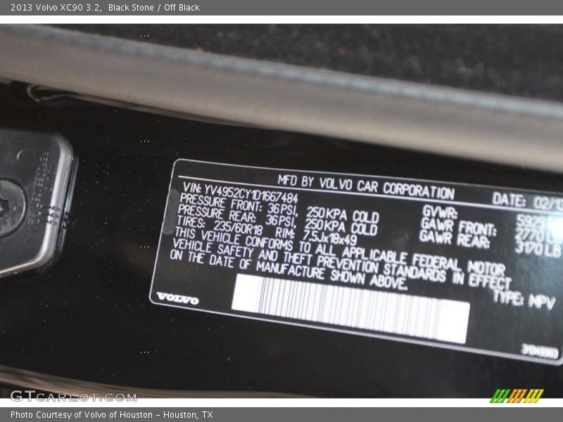 Black Stone / Off Black 2013 Volvo XC90 3.2