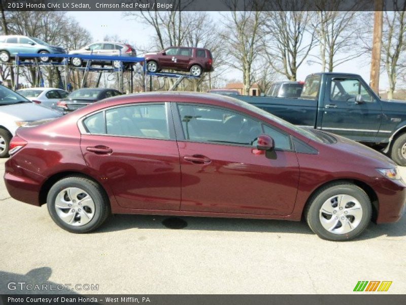 Crimson Red Pearl / Beige 2013 Honda Civic LX Sedan