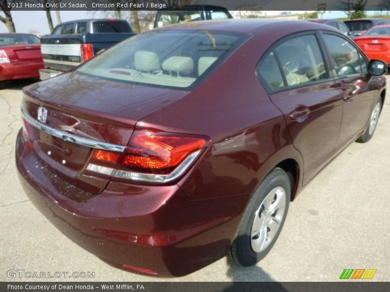 Crimson Red Pearl / Beige 2013 Honda Civic LX Sedan