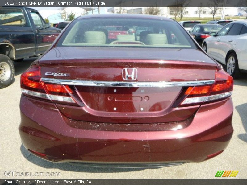 Crimson Red Pearl / Beige 2013 Honda Civic LX Sedan