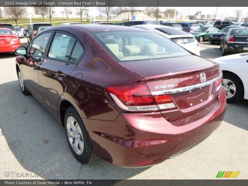 Crimson Red Pearl / Beige 2013 Honda Civic LX Sedan