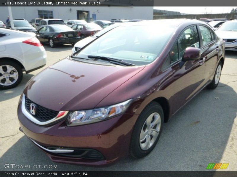 Crimson Red Pearl / Beige 2013 Honda Civic LX Sedan