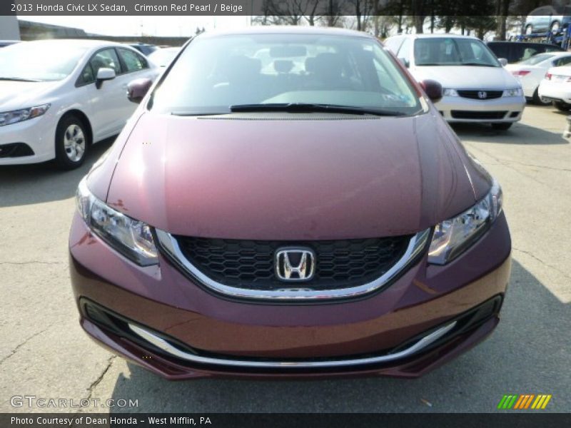 Crimson Red Pearl / Beige 2013 Honda Civic LX Sedan