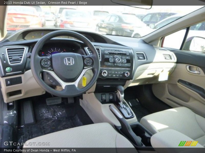Crimson Red Pearl / Beige 2013 Honda Civic LX Sedan