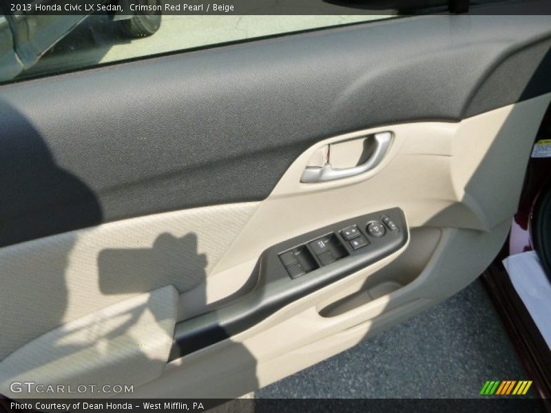 Crimson Red Pearl / Beige 2013 Honda Civic LX Sedan