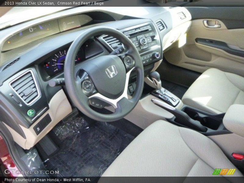 Crimson Red Pearl / Beige 2013 Honda Civic LX Sedan
