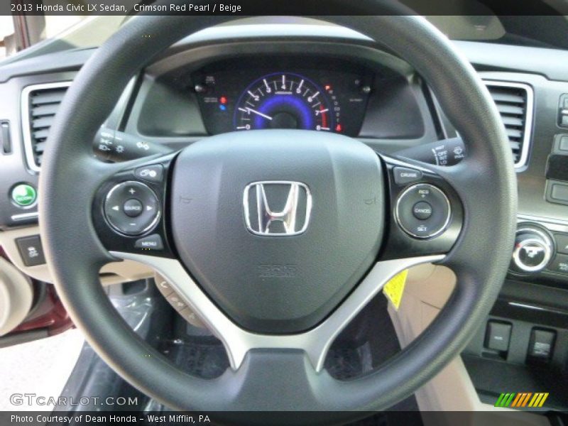 Crimson Red Pearl / Beige 2013 Honda Civic LX Sedan