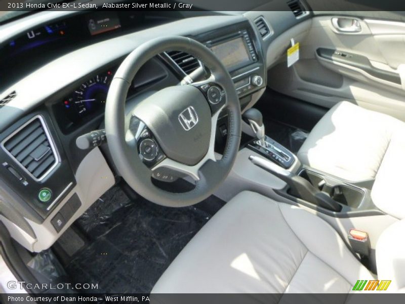 Alabaster Silver Metallic / Gray 2013 Honda Civic EX-L Sedan