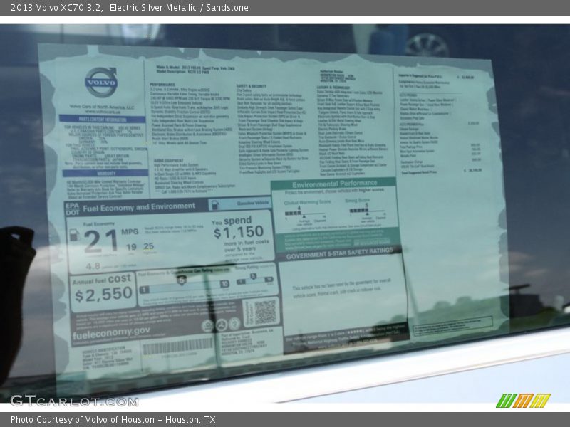  2013 XC70 3.2 Window Sticker