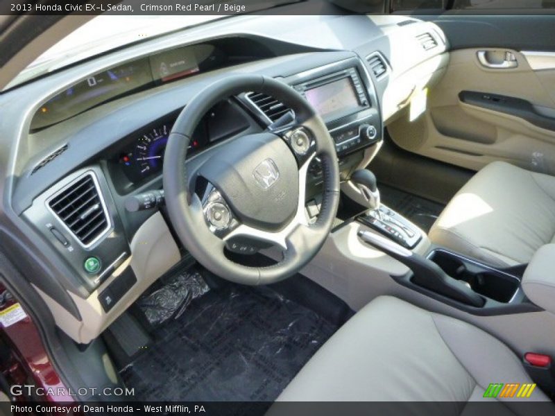 Crimson Red Pearl / Beige 2013 Honda Civic EX-L Sedan