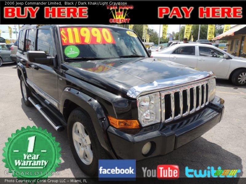 Black / Dark Khaki/Light Graystone 2006 Jeep Commander Limited