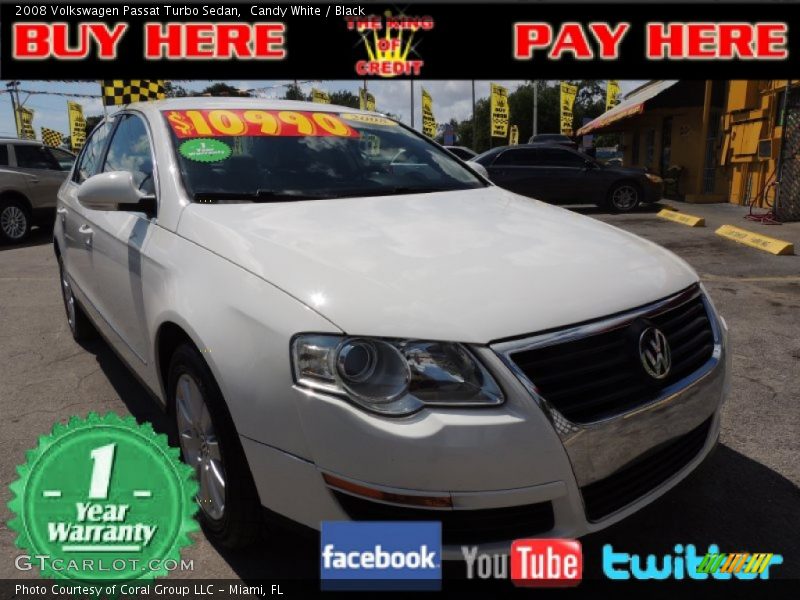 Candy White / Black 2008 Volkswagen Passat Turbo Sedan