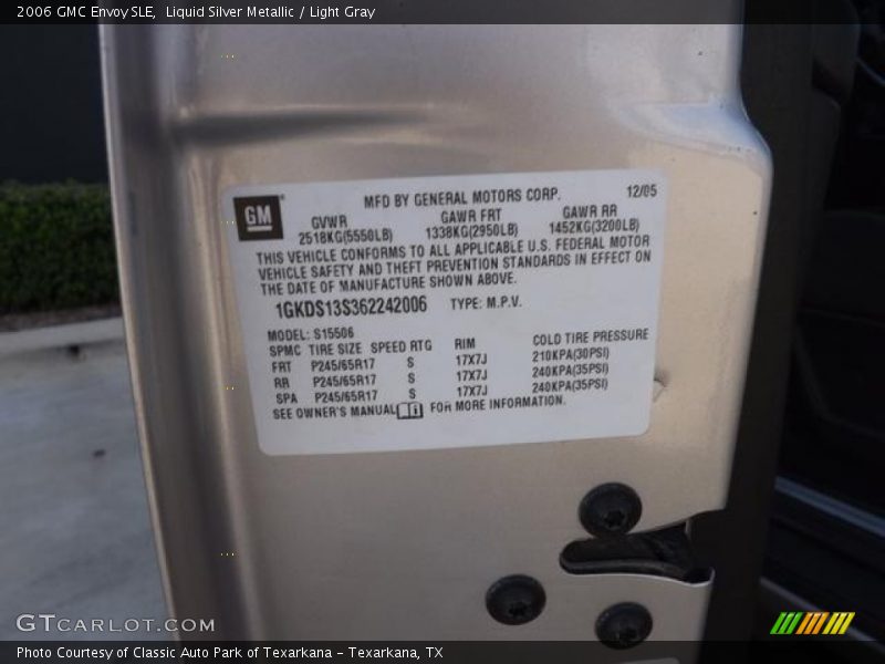 Liquid Silver Metallic / Light Gray 2006 GMC Envoy SLE