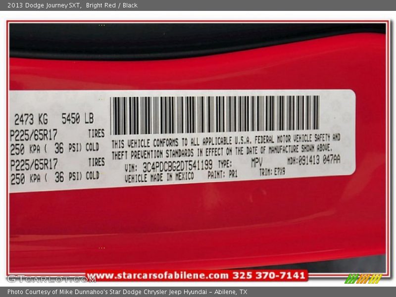 Bright Red / Black 2013 Dodge Journey SXT