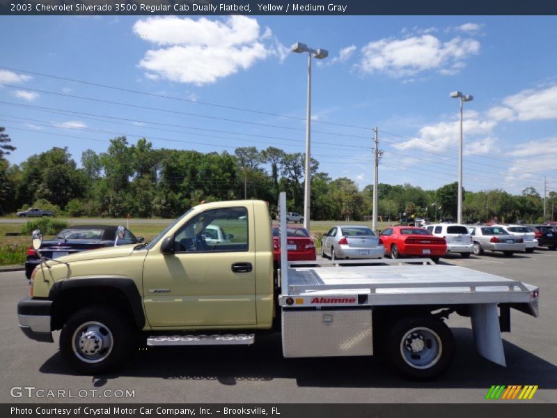 Yellow / Medium Gray 2003 Chevrolet Silverado 3500 Regular Cab Dually Flatbed