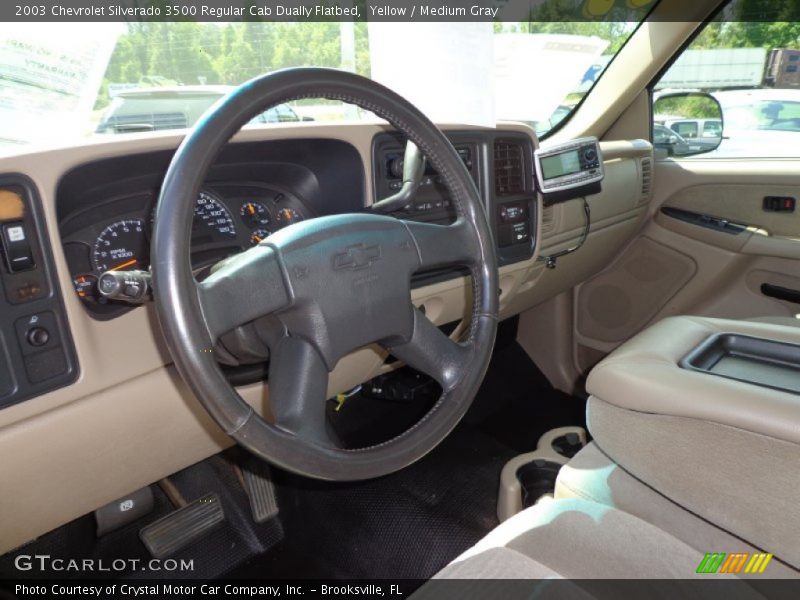 Yellow / Medium Gray 2003 Chevrolet Silverado 3500 Regular Cab Dually Flatbed