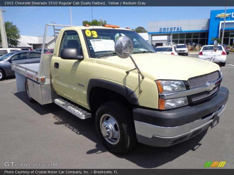 Yellow / Medium Gray 2003 Chevrolet Silverado 3500 Regular Cab Dually Flatbed