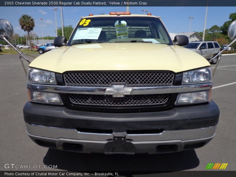 Yellow / Medium Gray 2003 Chevrolet Silverado 3500 Regular Cab Dually Flatbed