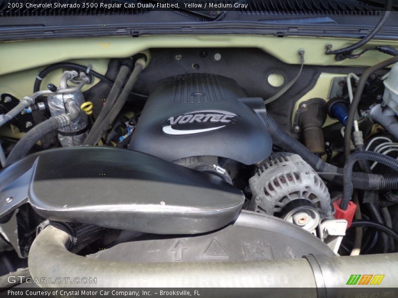 Yellow / Medium Gray 2003 Chevrolet Silverado 3500 Regular Cab Dually Flatbed