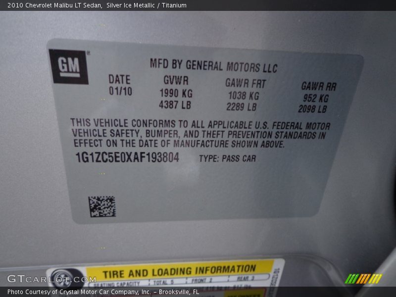 Silver Ice Metallic / Titanium 2010 Chevrolet Malibu LT Sedan