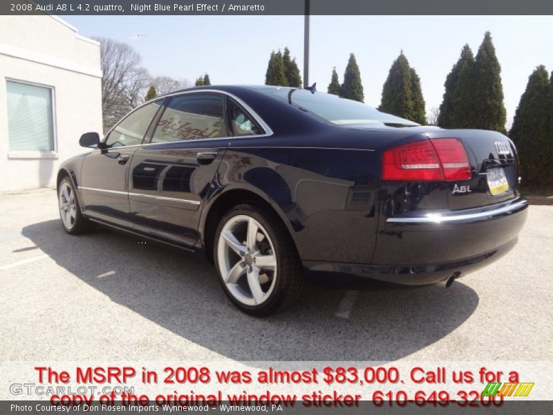 Night Blue Pearl Effect / Amaretto 2008 Audi A8 L 4.2 quattro